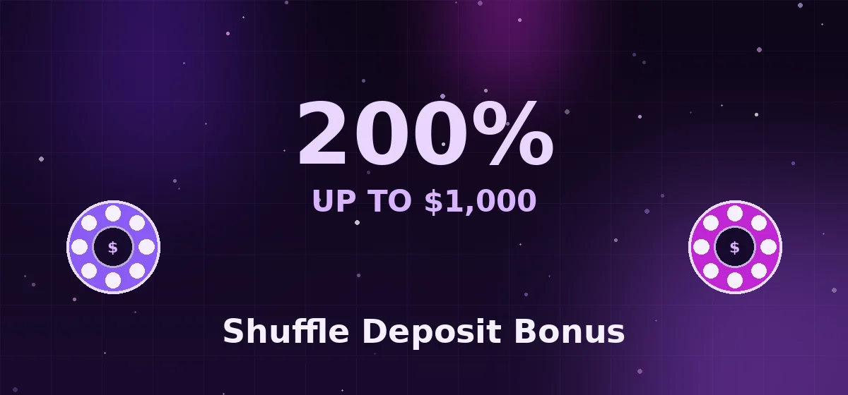Shuffle 200% deposit bonus up to $1,000 breakdown